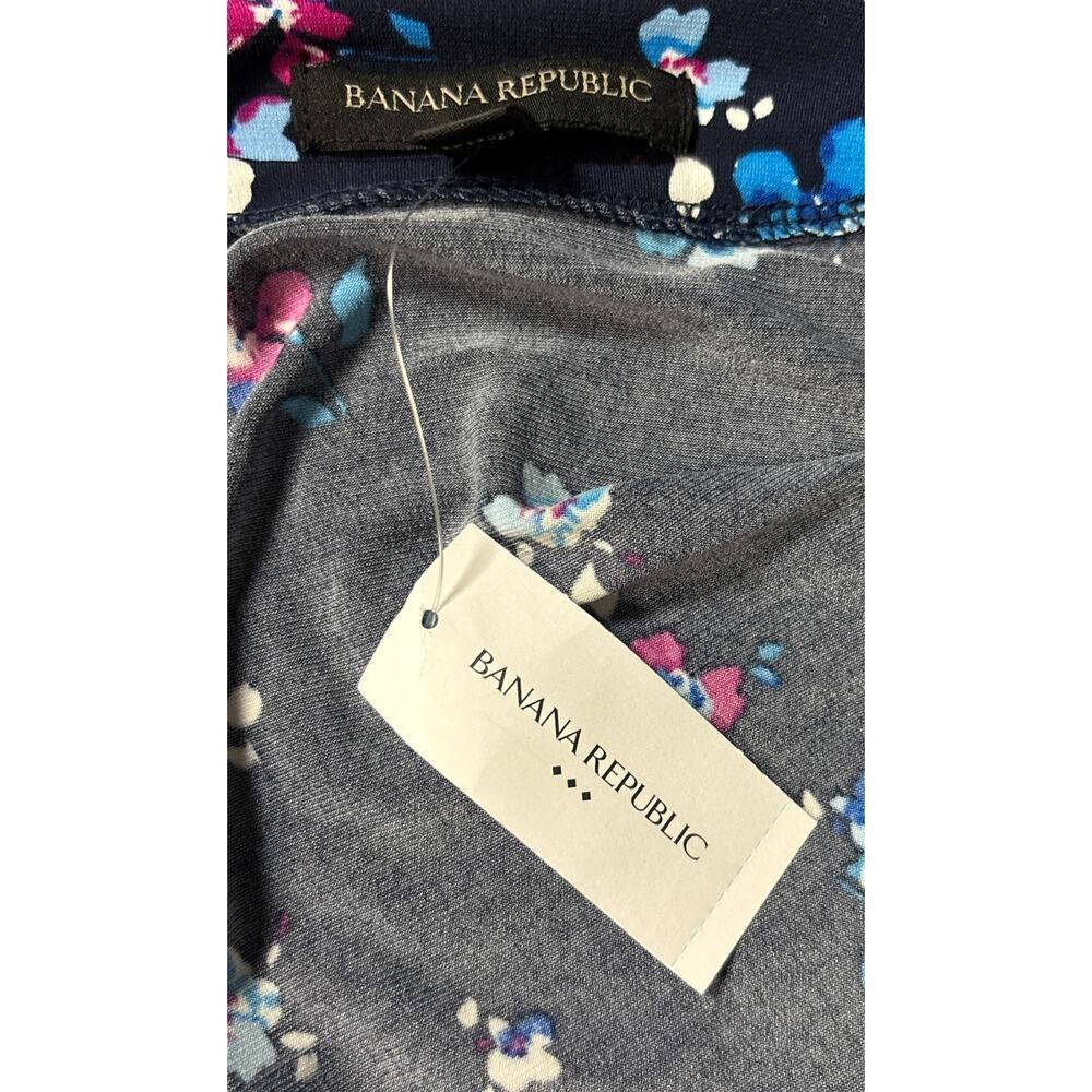 New Banana Republic Factory Wrap Dress Size Medium Floral Blue Long Sleeve Work - Picture 7 of 11